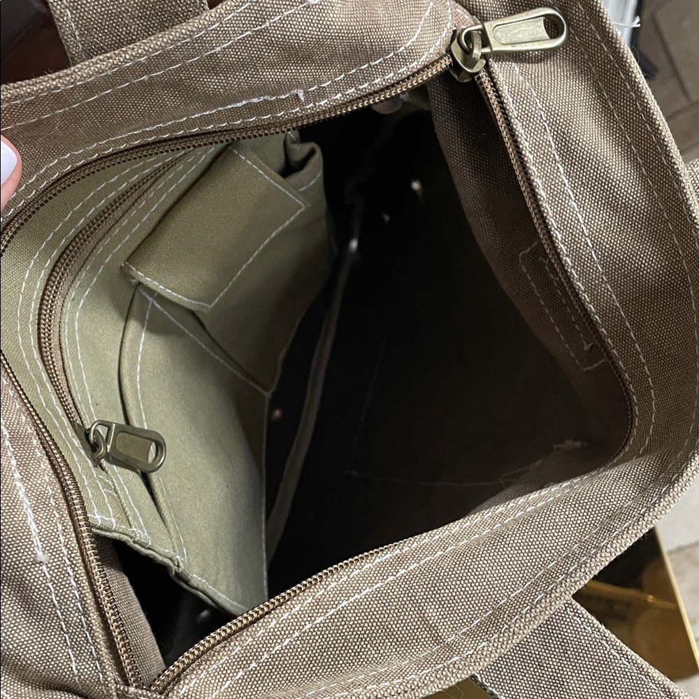 NWT Canvas Tote Bag Leather Accents Upcycled Recycled Outdoor Tents - Picture 9 of 16